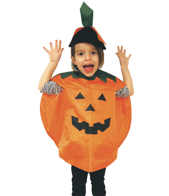 Poncho citrouille enfant