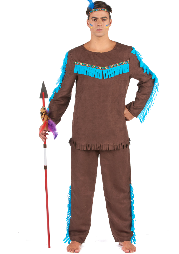 Déguisement indien marron et bleu homme