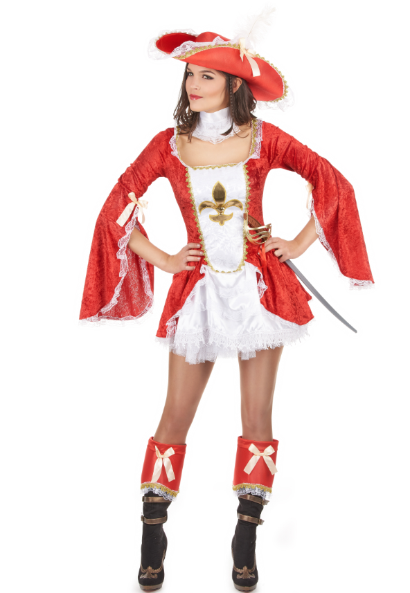 Déguisement mousquetaire sexy rouge femme