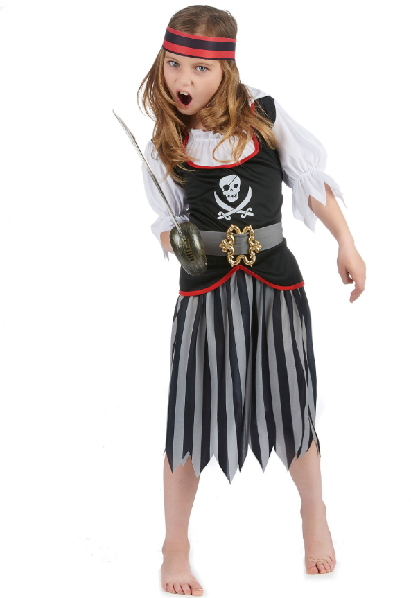 Déguisement pirate motif tête de mort fille