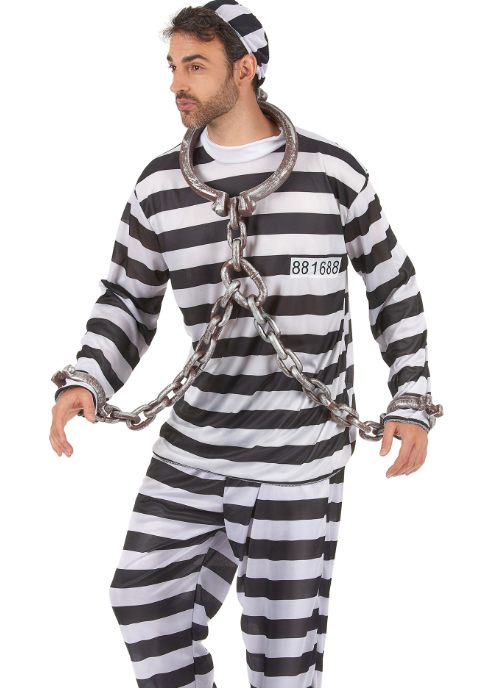 Déguisement de prisonnier noir et blanc homme