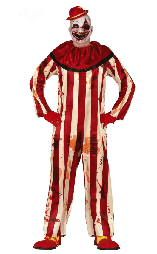 Déguisement clown terrifiant rouge et blanc homme