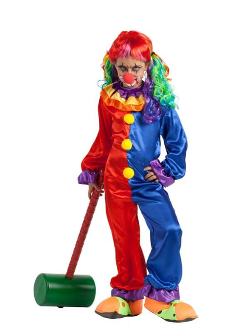 Déguisement de clown Rouge et Bleu pour fille