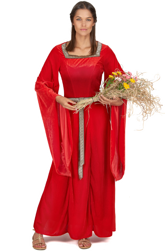 Déguisement médiéval rouge effet velours femme