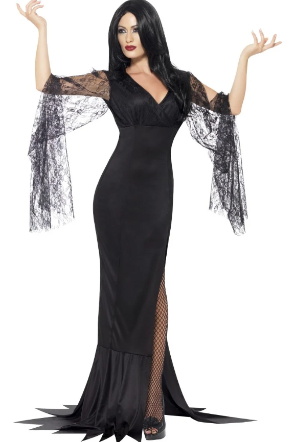 Déguisement sorcière avec dentelle noire femme Halloween