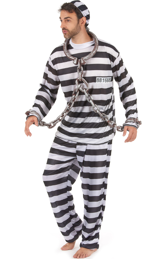 Déguisement de prisonnier noir et blanc homme