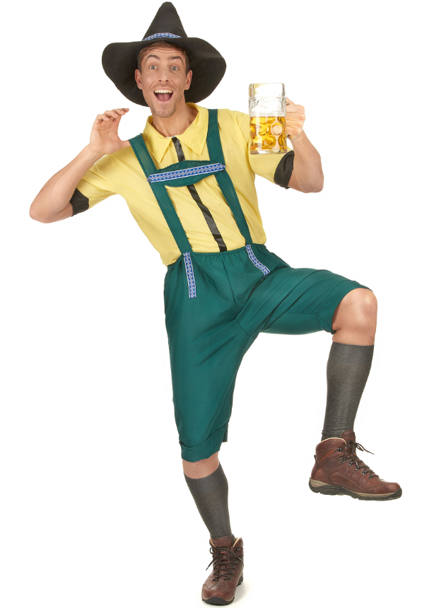 Déguisement bavarois jaune et vert homme