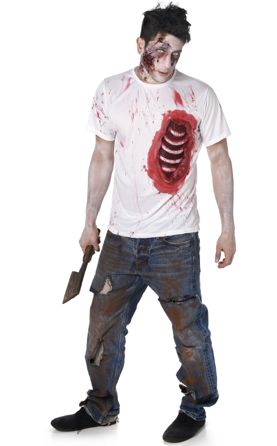 Déguisement zombie avec côtes en latex homme