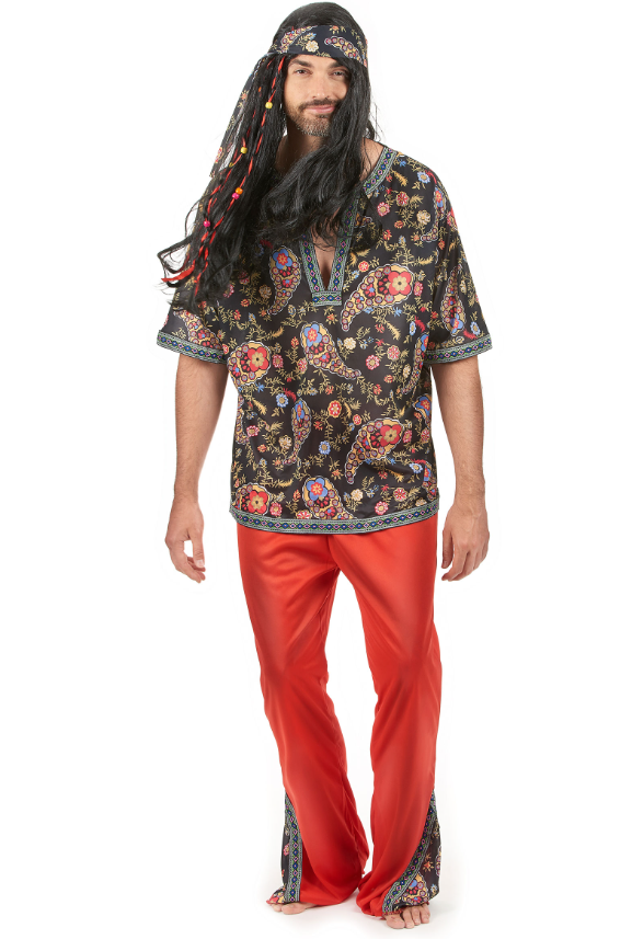 Déguisement hippie rouge homme