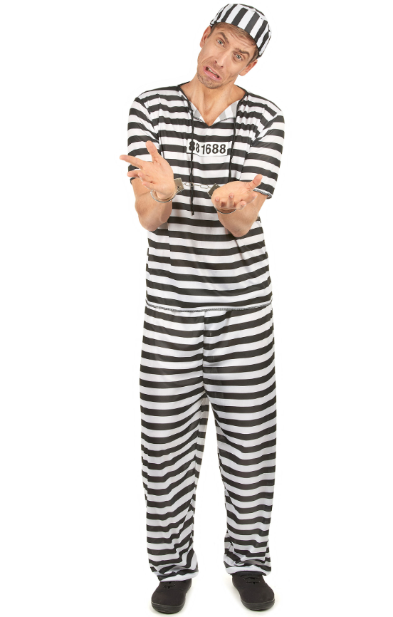 Déguisement prisonnier noir et blanc homme