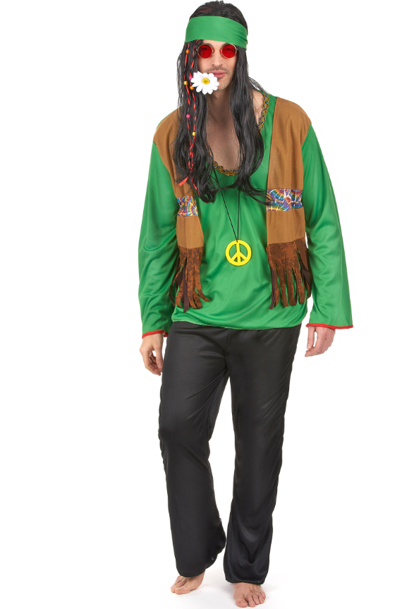 Déguisement hippie homme vert et noir