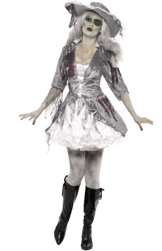 Déguisement fantôme pirate effet satiné femme Halloween