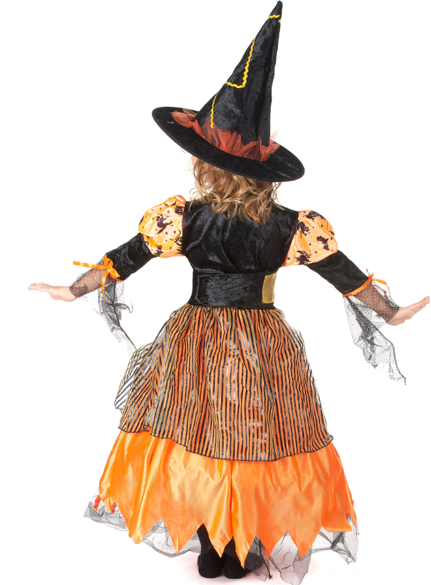 Déguisement sorcière orange fille Halloween