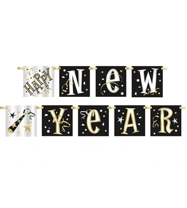 Guirlande en carton Happy New Year 1,50 m