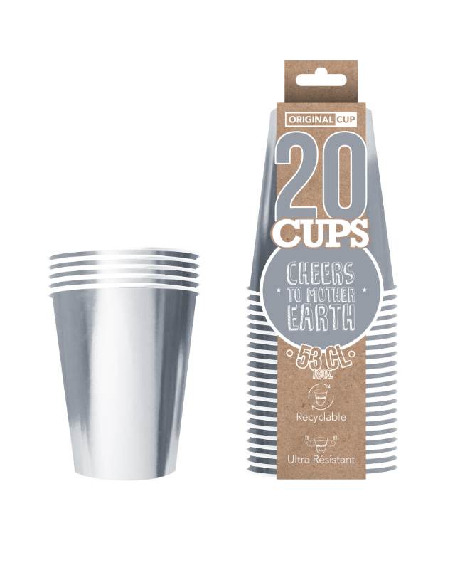 Gobelets américains carton recyclable argent 53 cl