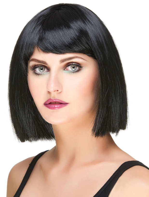 Perruque carré noire à frange femme