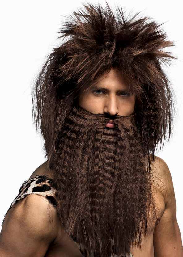 Perruque et barbedes cavernes marron homme