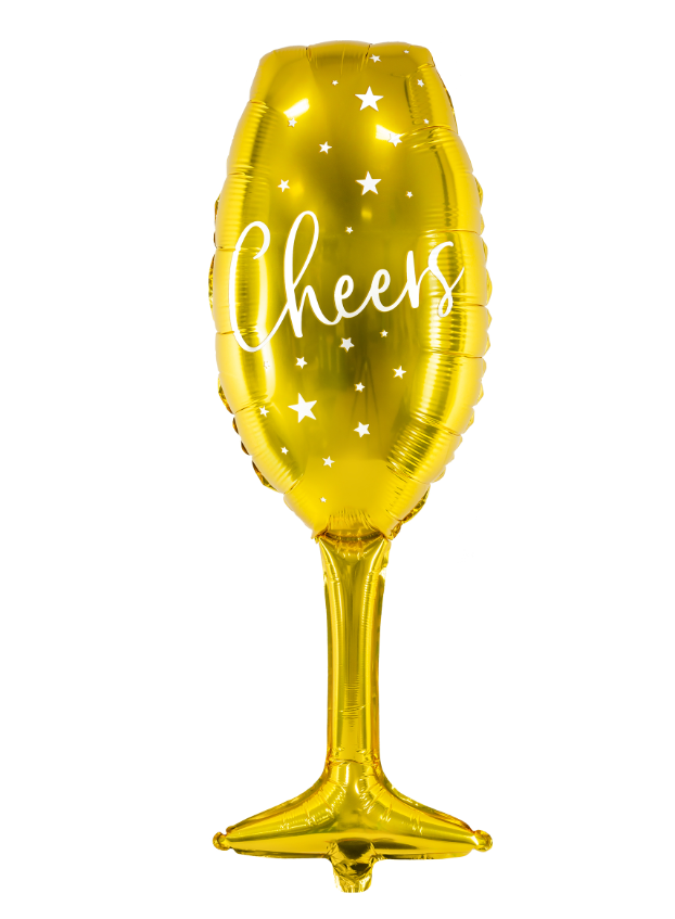 Ballon aluminium flûte cheers doré 28 x 80 cm