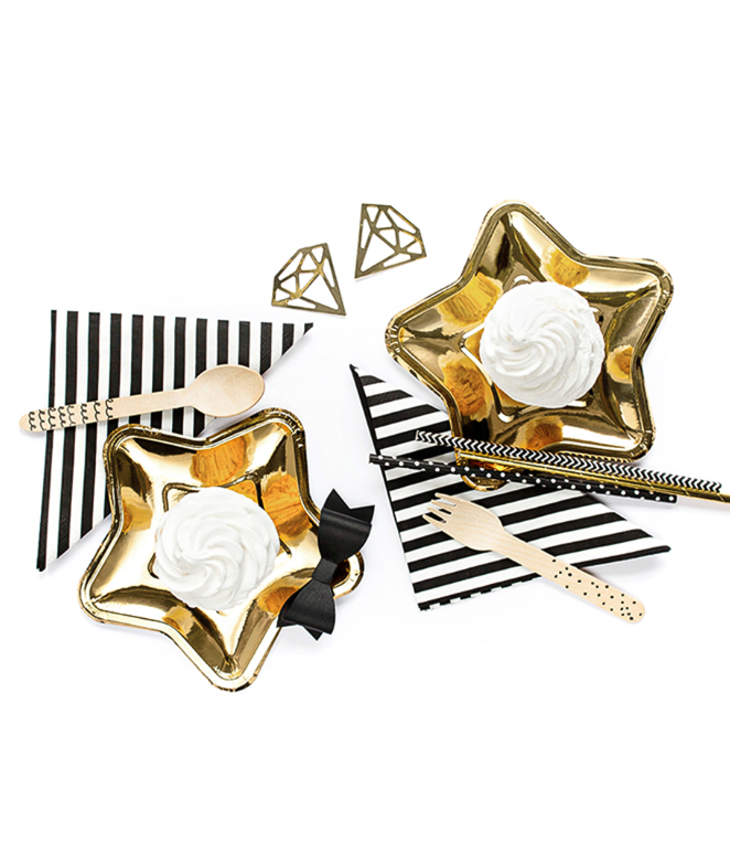 Petites assiettes en carton étoile métallique doré 18 cm