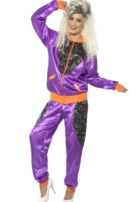 Déguisement jogging rétro violet femme