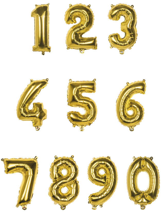 Ballon aluminium chiffre doré 33 cm