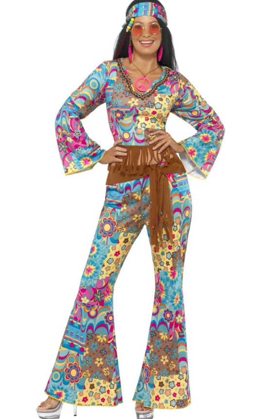 Déguisement hippie col V femme