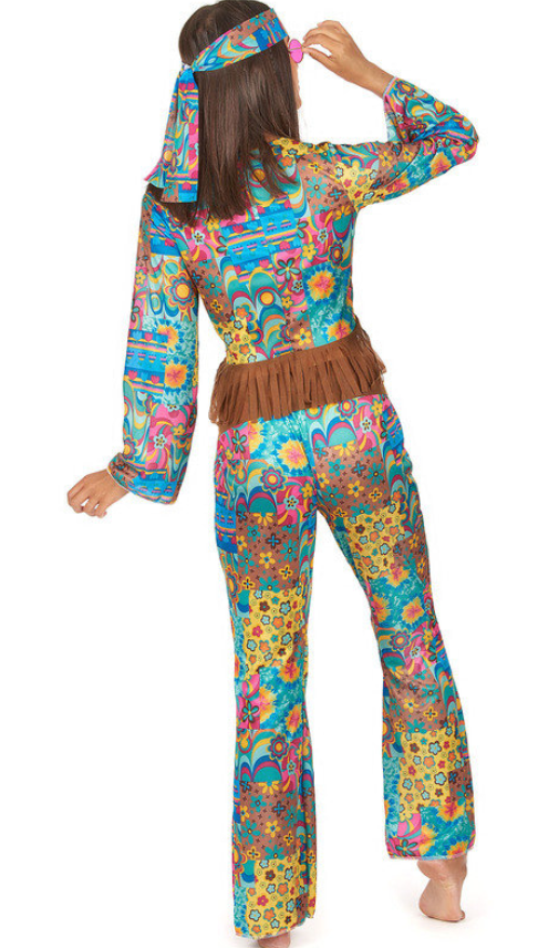 Déguisement hippie col V femme