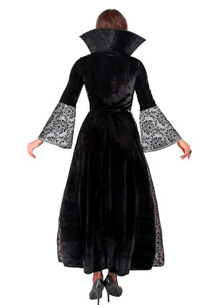 Déguisement vampire baroque noir et argent femme