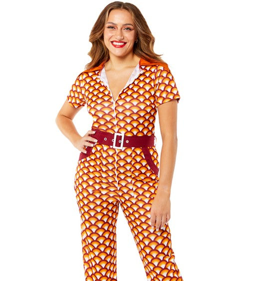 Combinaison orange années 70 femme
