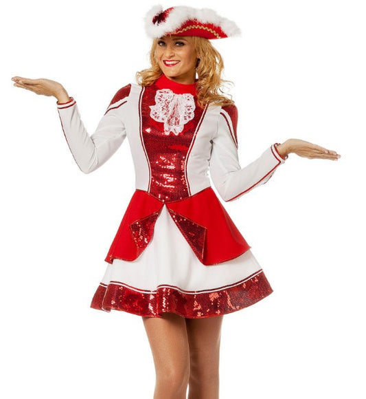 Déguisement majorette rouge et blanc femme
