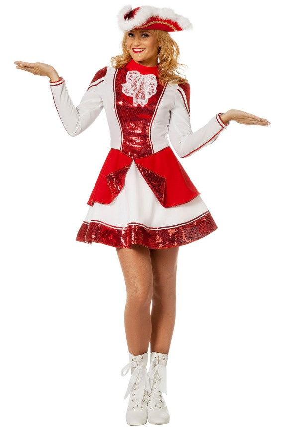 Déguisement majorette rouge et blanc femme