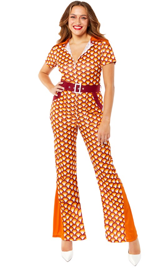 Combinaison orange années 70 femme