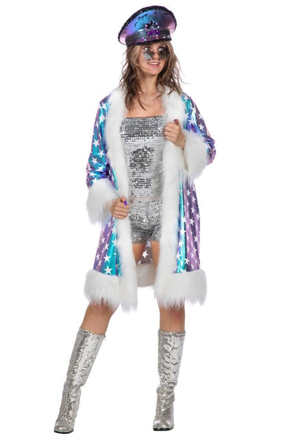 Veste longue bleue étoilées luxe femme