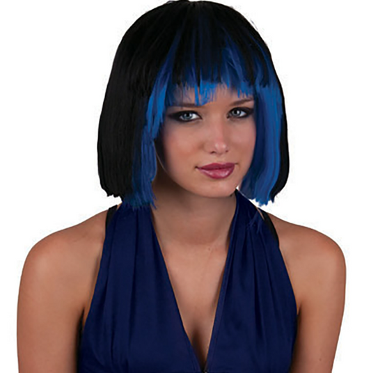 Perruque Noir et Bleu