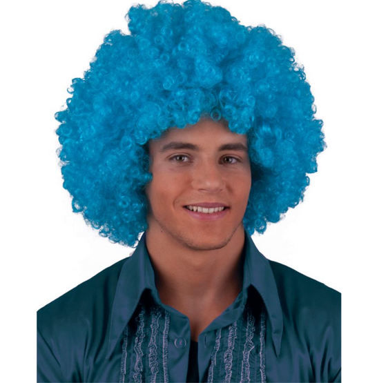 Perruque disco bleu