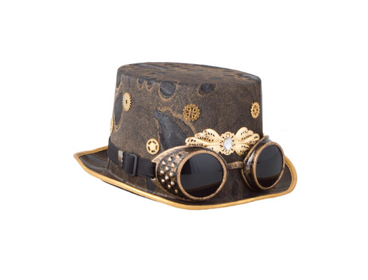 Chapeau steam punk avec lunettes