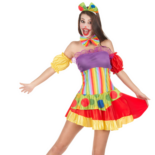 Déguisement clown bariolé femme