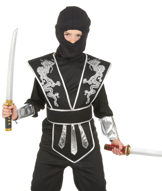 Déguisement ninja noir et argenté garçon