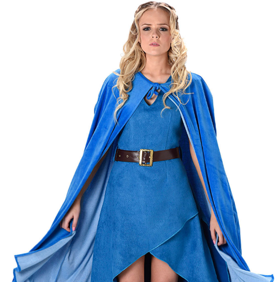 Déguisement guerrière médiévale bleu femme