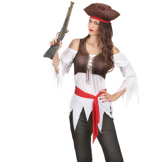 Déguisement pirate marron et blanc femme