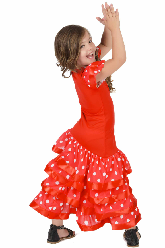 Déguisement Danseuse Flamenco Rouge à Pois Blanc Fille