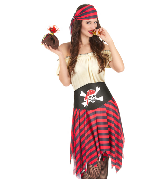 Déguisement pirate avec tête de mort femme