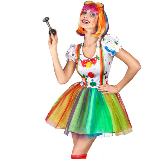 Déguisement clown peinture multicolore femme