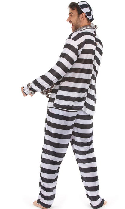 Déguisement de prisonnier noir et blanc homme