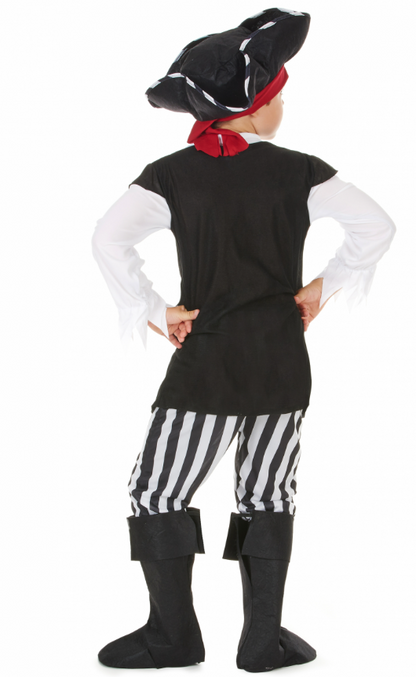 Déguisement pirate avec rayures noires et blanches garçon