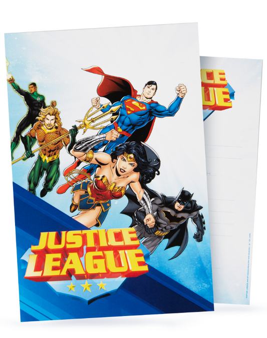 Cartes d'invitation avec enveloppes Justice League™ 10x16cm