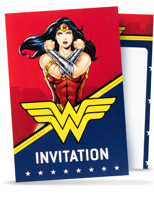 Cartes d'invitation avec enveloppes Wonder Woman™ 10x16cm