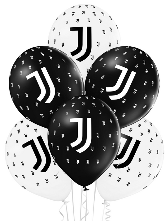 Ballons en latex Juventus™ noirs et blancs 30 cm