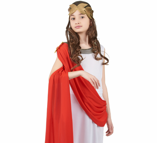 Déguisement déesse romaine à drapé rouge fille