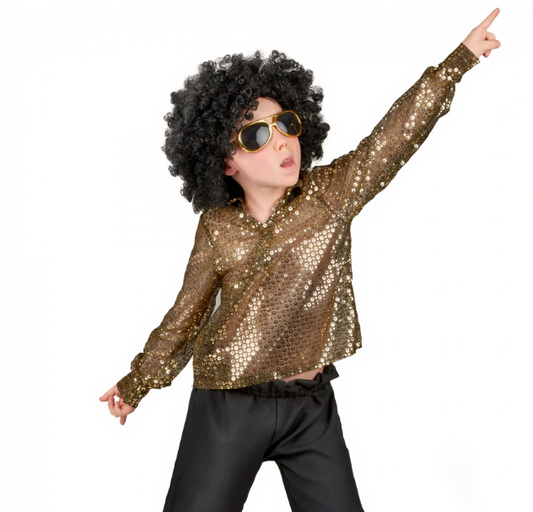 Déguisement disco garçon paillettes or